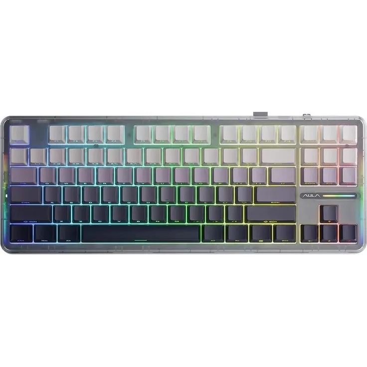 Acme United Aula F87 SpaceCrystal Switch, RGB Gaming-Tastatur mit 87 Tasten, Gradient Grey Design