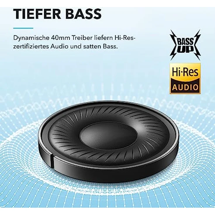 soundcore by Anker Q20i kabelloser Bluetooth Over-Ear-Kopfhörer mit Hybrid Active Noise Cancelling, 40h Spielzeit im ANC-Modus, Hi-Res Audio, tiefer Bass, Personalisierung per App (Blau) – Bild 3