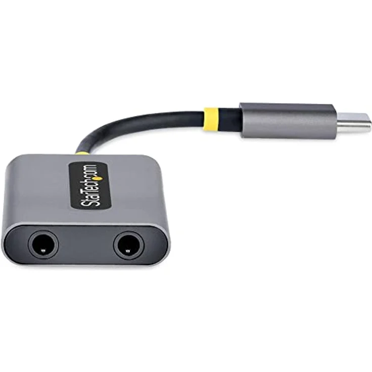 StarTech.com USB-C Audio Splitter, Dual Kopfhörer Adapter mit Mikrofoneingang, 24-bit DAC, Grau, 2 x 3.5mm Anschluss – Bild 3
