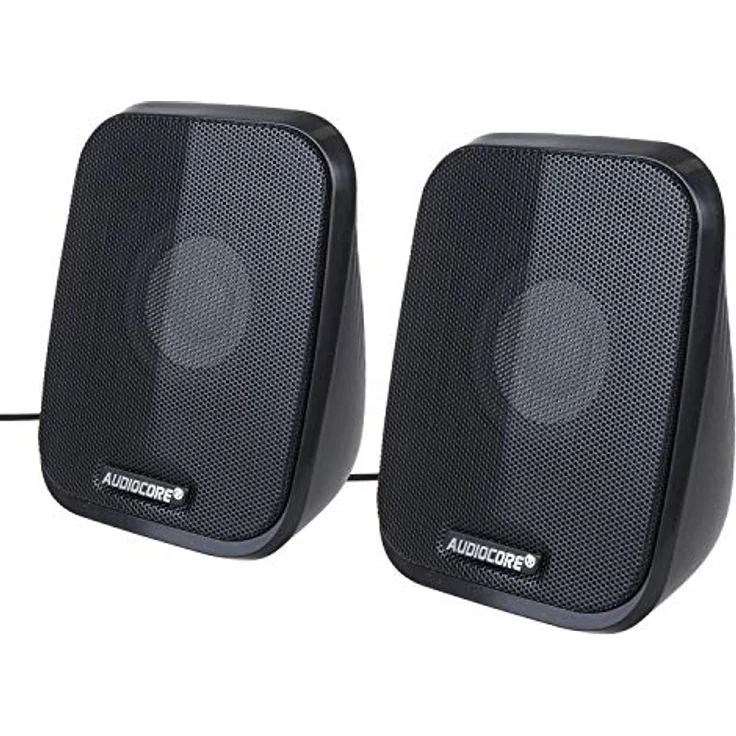 Audiocore AC835 2.0 Stereo-Lautsprecher mit LED-Hintergrundbeluchtung für PC Laptop Smartphone 2x3W RMS USB AUX Kompakt – Bild 2