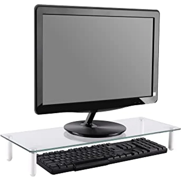DIGITUS Universal Monitor-Erhöhung aus Glas - Bildschirm-Ständer - Traglast 20 kg - Rutschhemmend - Füße in Weiß – Bild 3