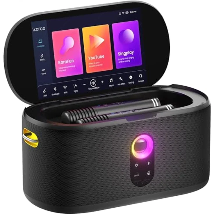 Ikarao Karaokebox Shell S1 (8 h, Akkubetrieb), Bluetooth Lautsprecher, Schwarz – Bild 3