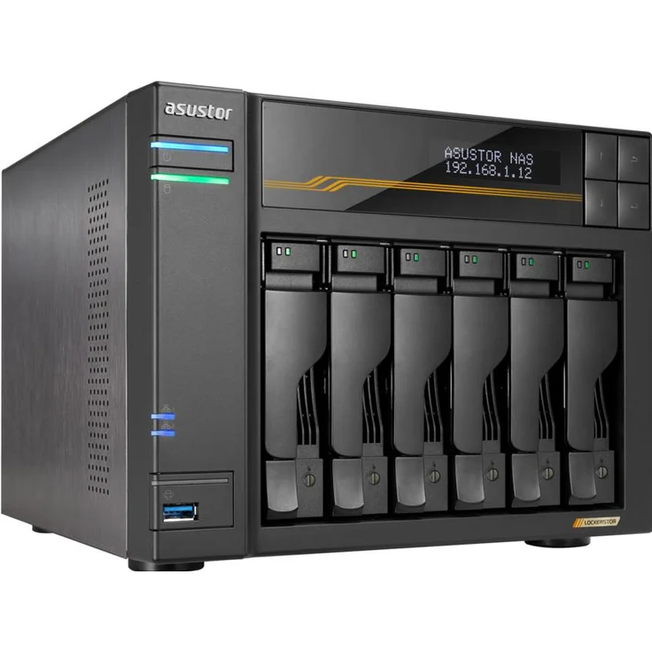 Asustor Lockerstor 6 Gen3 AS6806T, NAS mit 6 Festplatteneinschüben und 4 M.2-Steckplätzen, Schwarz