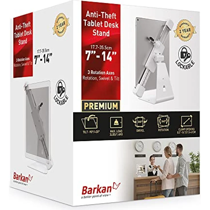 Barkan Lockable Tablet Mount Holder for 8.7-12 inch Devices, Anti-Theft, Desk Stand, 360 Degree Rotation Bracket, fits Apple iPad/Air/Mini, Samsung Galaxy Tab – Bild 4