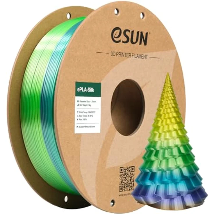 eSUN Silk Rainbow PLA Filament 1.75mm, Multicolored 3D Drucker Filament mit seidenartigem Glanz, 1KG Spule für 3D Drucker, wechselnde Regenbogenfarben – Bild 1