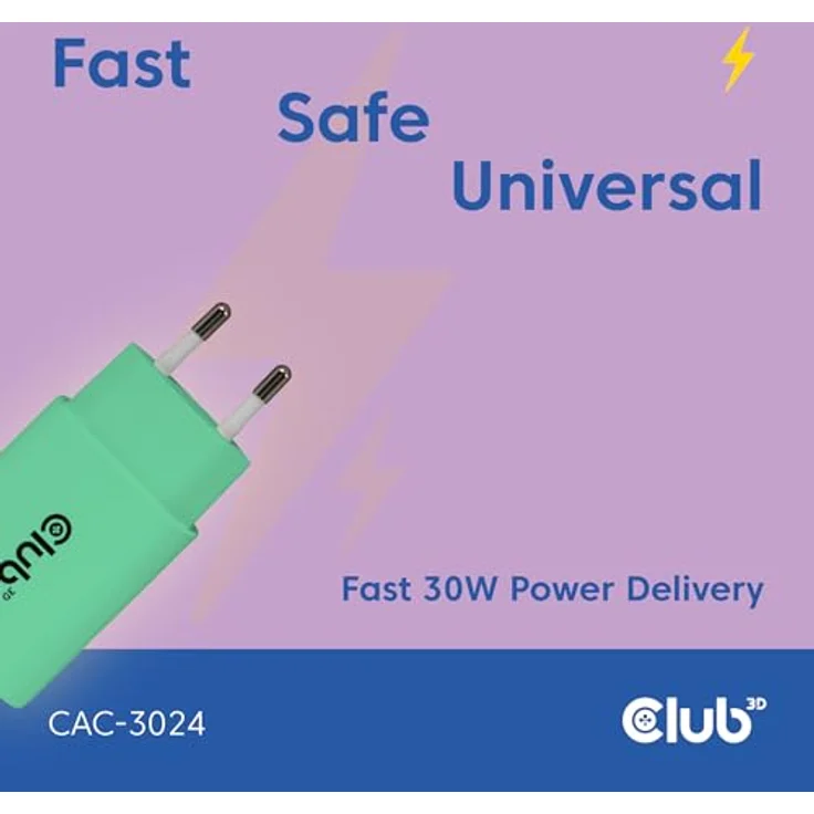 Club 3D Club3D Lifestyle Ladegerät, USB-C 30W, 2er Pack, Grün, Schnellladung fürs Handy – Bild 2