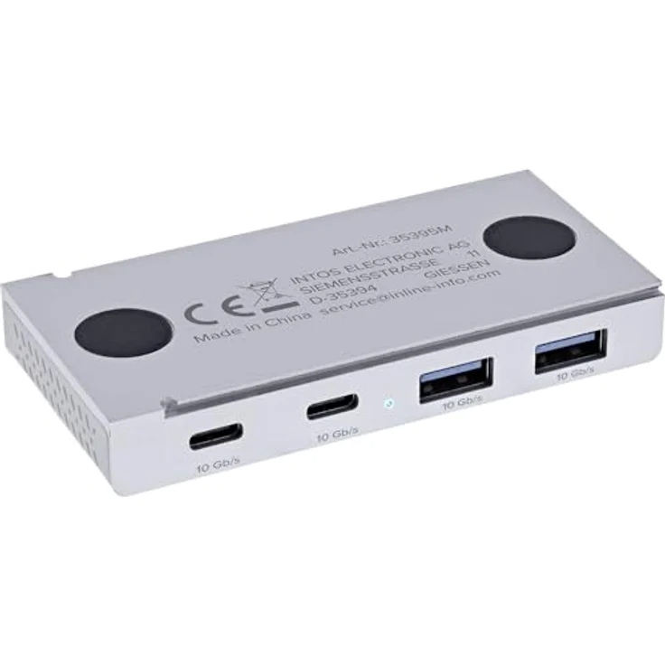 InLine 4-Port Magnetic USB Hub, 2X USB-C & 2X USB-A, USB 3.2 Gen.2 bis zu 10 Gb/s, magnetisch oder verschraubbar, Aluminiumgehäuse, Modell 35395M – Bild 4