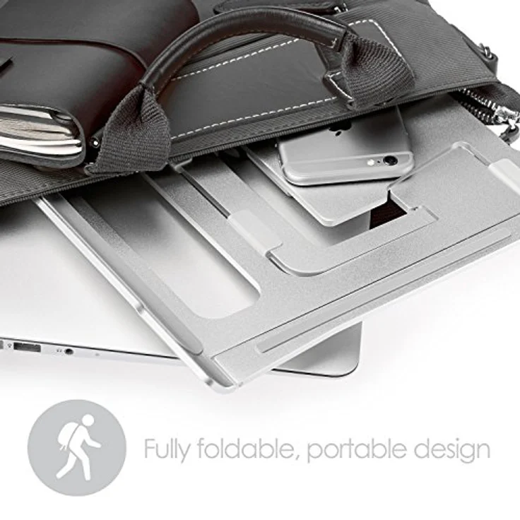 Desire2 Laptopständer Computer Stand Aluminium Tragbar Travel Riser Zusammenklappbar Verstellbar 6 Betrachtungswinkel Kompatibel mit Notebook, Laptop und MacBook bis 15 Zoll - Silber – Bild 4