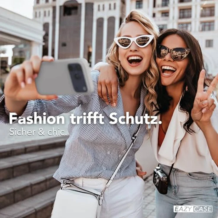EAZY CASE Premium Silikon Hülle für iPhone 17 Pro - Stoßfest, Kameraschutz, kratzresistentes Slim Case mit Mikrofaser-Innenfutter - Hellgrau Grau – Bild 4