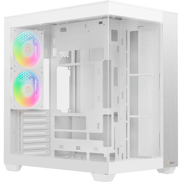 OCYPUS Ocypus Delta C74 ARGB, Midi Tower PC Gehäuse in Weiß, ATX / micro ATX / ITX, mit gehärtetem Glas und RGB-Beleuchtung