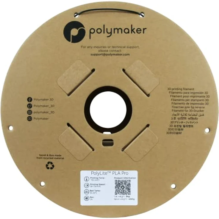 Polymaker PolyLite PLA PRO, 3D-Druckmaterial, 1.75mm, 3kg, hohe Steifigkeit, schwarze Farbe, Jam-Free Technologie – Bild 5