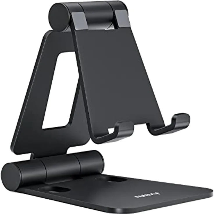 Nulaxy Verstellbarer Handy Ständer, Faltbare Aluminium Halterung für Smartphones, Universelle Kompatibilität mit iPhone 17/16/15/14/13/12 Pro Max/Xr/Xs/X/8, Tragbar und Stabil, 18 mm Hakenbreite