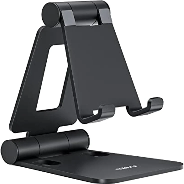 Nulaxy Verstellbarer Handy Ständer, Faltbare Aluminium Halterung für Smartphones, Universelle Kompatibilität mit iPhone 17/16/15/14/13/12 Pro Max/Xr/Xs/X/8, Tragbar und Stabil, 18 mm Hakenbreite – Bild 1