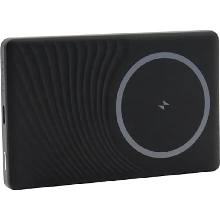 REALPOWER PB-5000 MAG Ultra Slim Powerbank, 5000 mAh, MagSafe Unterstützung, schwarz/titan