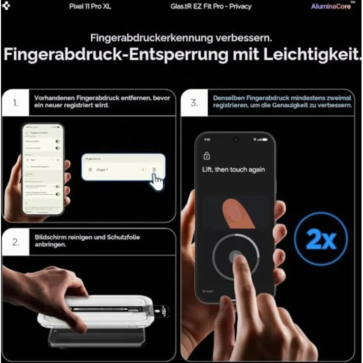Spigen Glass tR EZ Fit Pro (Privacy) 2er Pack, Hartglas-Displayschutz für Google Pixel 11 Pro XL/10 Pro XL/9 Pro XL mit EZ Fit-Installationsschale und 9H+ Kratzfestigkeit – Bild 9