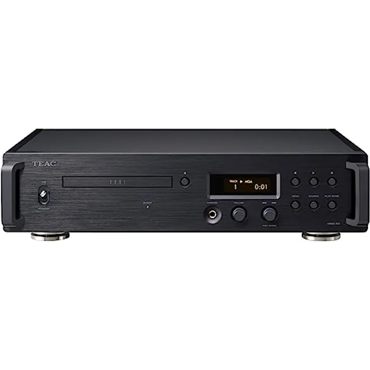 TEAC Reference VRDS-701 High End CD-Player mit innovativem VRDS CD-Laufwerksmechanismus, MQA-Unterstützung, USB-DAC und Kopfhörerverstärker, Schwarz