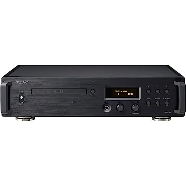 TEAC Reference VRDS-701 High End CD-Player mit innovativem VRDS CD-Laufwerksmechanismus, MQA-Unterstützung, USB-DAC und Kopfhörerverstärker, Schwarz – Bild 1