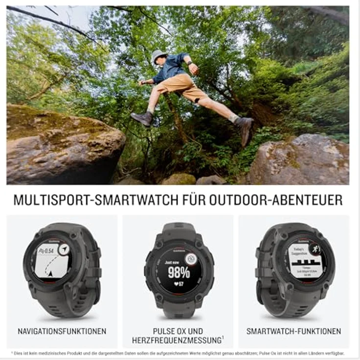Garmin Instinct E 40mm, Robuste GPS-Smartwatch mit Pulsmessung und präziser Navigation, schwarz – Bild 2