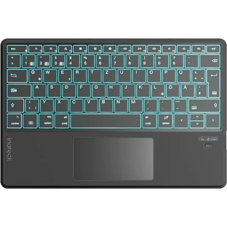 Inateck Tablet Tastatur mit Touchpad, KI-Funktion, 7-Farbiger Hintergrundbeleuchtung, QWERTZ, Ultra Slim für Windows, iPad OS, Android, iOS-Systeme, KB01104 – Bild 1