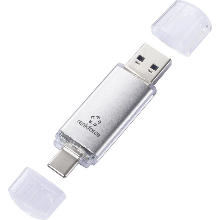 Renkforce RF-USBOS-240 USB-Stick 128 GB Silber, USB-A 3.0 und USB-C® mit hoher Lesegeschwindigkeit