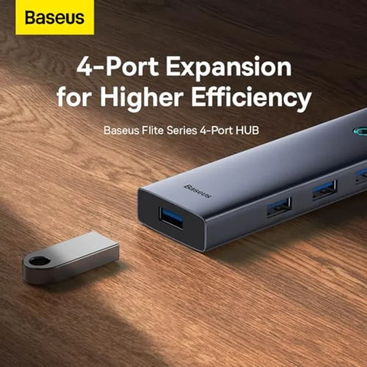 Baseus 4in1 Hub UltraJoy, USB-C zu USB 3.0 Hub mit 4 Ports und Datentransfer bis 5 Gbps, space grey – Bild 2