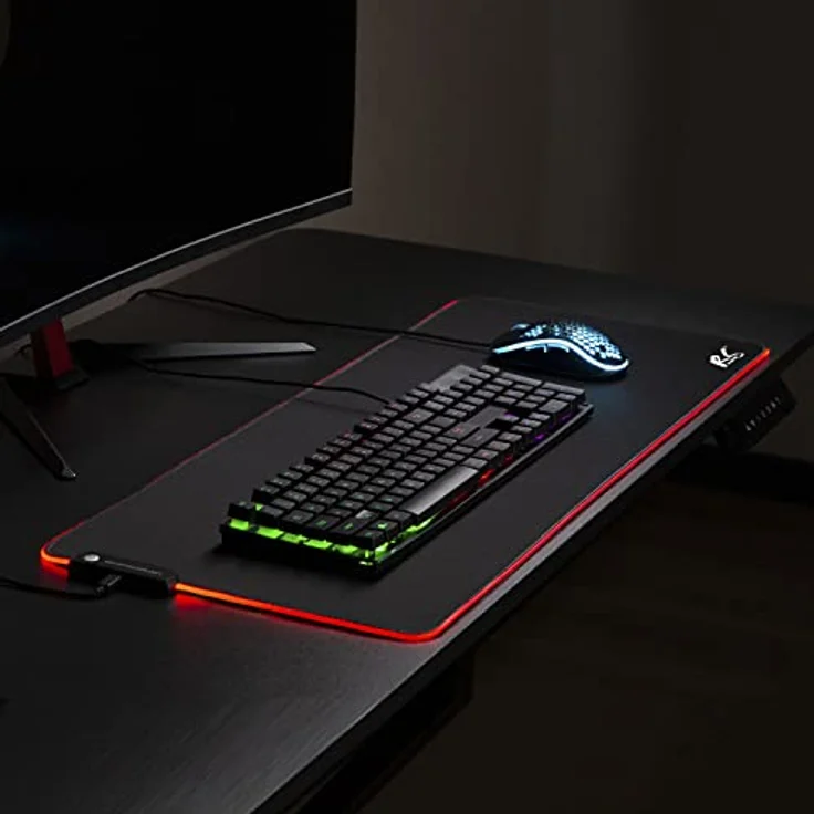 NanoRS RS705 XXL Gaming Maus- & Tastatur-Unterlage 80x30cm mit LED RGB Beleuchtung und rutschfeste Gummiunterseite Schreibtischunterlage (800x300x4mm) – Bild 5