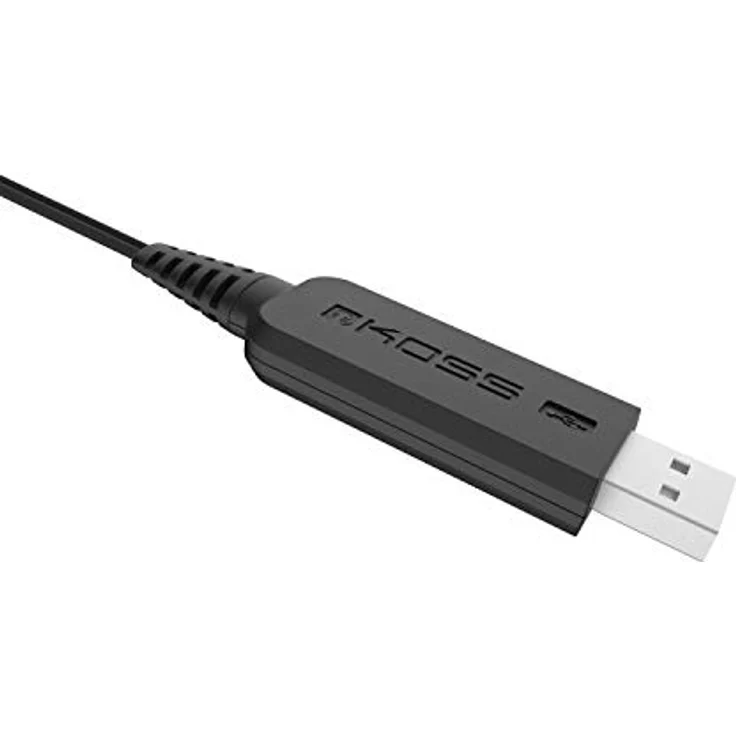 Koss CS300-USB Doppelseitiges On-Ear-Kommunikations-Headset, Geräuschunterdrückung, Elektret-Mikrofon, Flexibler Mikrofonarm, kabelgebunden mit USB-Stecker, Schwarz – Bild 2