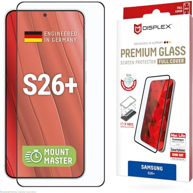 Displex Real Glass MM für Samsung Galaxy S26+, Edge-to-Edge Displayschutzfolie für Rundum-Schutz