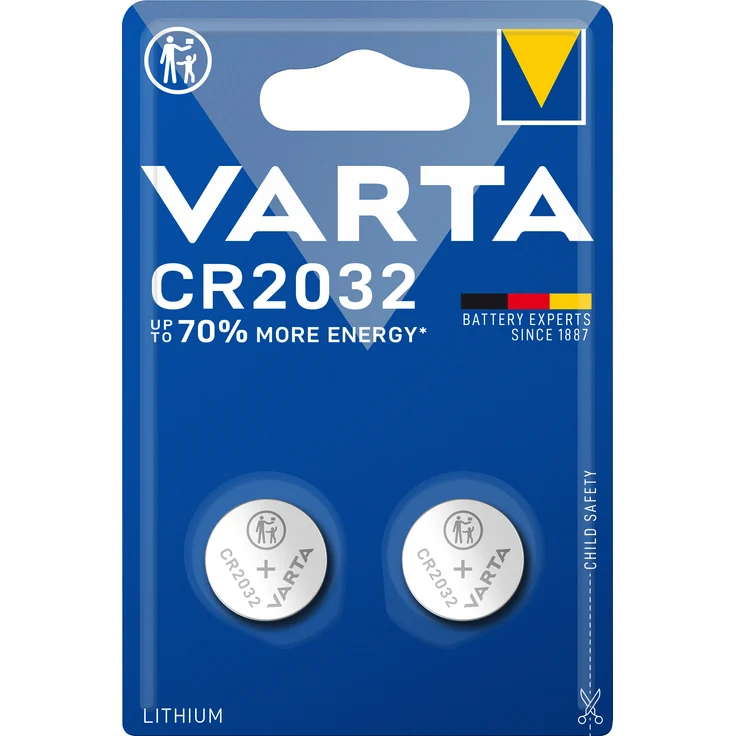 Varta CR2032 3V Lithium Knopfzelle, 20er Pack (10x2er Blister) mit 230mAh Kapazität für vielseitige Anwendungen