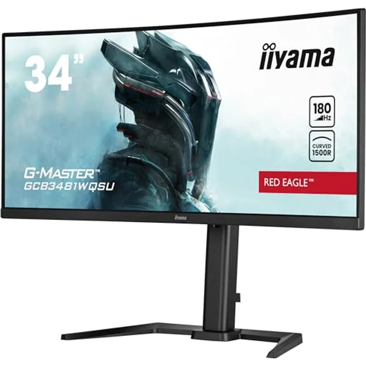 iiyama G-Master Red Eagle GCB3481WQSU-B1 Curved 1500R 86,4cm 34“ VA LED Gaming Monitor UWQHD HDMI DP USB3.2 0.3ms 180Hz HDR400 Adaptive Sync Höhenverstellung schwarz – Bild 3