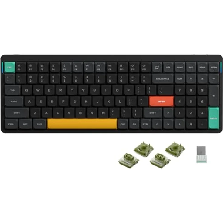 nuphy Air96 V2 Mechanische Tastatur Kabellos mit niedrigem Profil,100 Tasten RGB Hot-Swap Tastatur unterstützt 2.4GHz Wireless/Bluetooth/USB-C für PC/Laptop/Windows/Mac-Black Gateron Moss Switch – Bild 1
