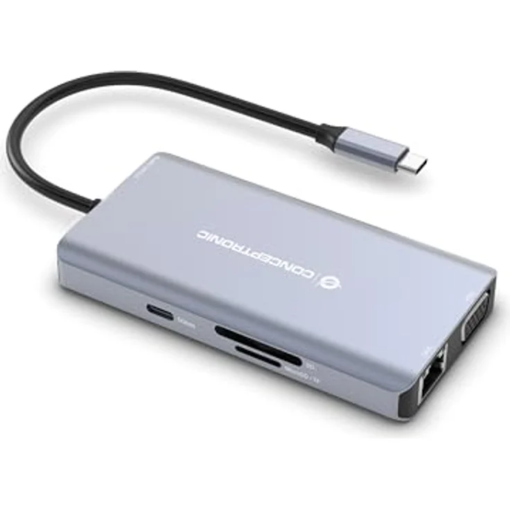 Conceptronic Dock USB-C->HDMI,2xUSB-A,GbE,100WPD,+ 25cm gr, 10-in-1 Multiport Adapter, 4K Unterstützung, Gigabit Ethernet, 100W Power Delivery – Bild 2