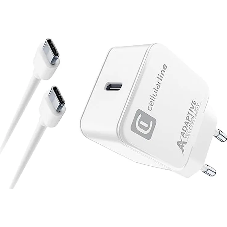 cellularline | USB-C Charger Kit 15W | USB-C-Ladegerät für Samsung – 15 W maximale Ausgangsleistung, 1 m – Weiß