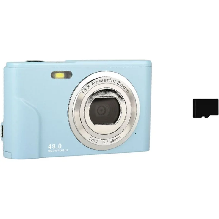 INF DC311 Kompakte Digitalkamera, 48 MP HD Auflösung mit 32GB TF-Karte, hellblau