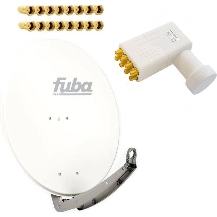 Fuba Antenne DAA 850, 85x85 cm Aluminium Weiß, mit 16 F-Steckern und Octo LNB PremiumX für HD-Empfang