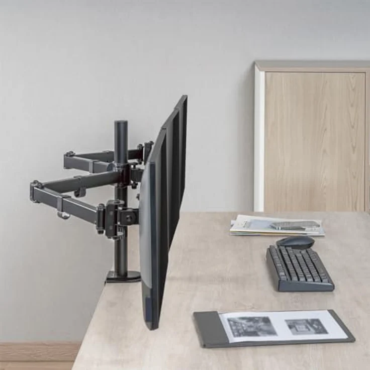 LogiLink Monitorhalterung aus Aluminium für 3 Monitore (17–27"), Armlänge: je 658 mm – Bild 3