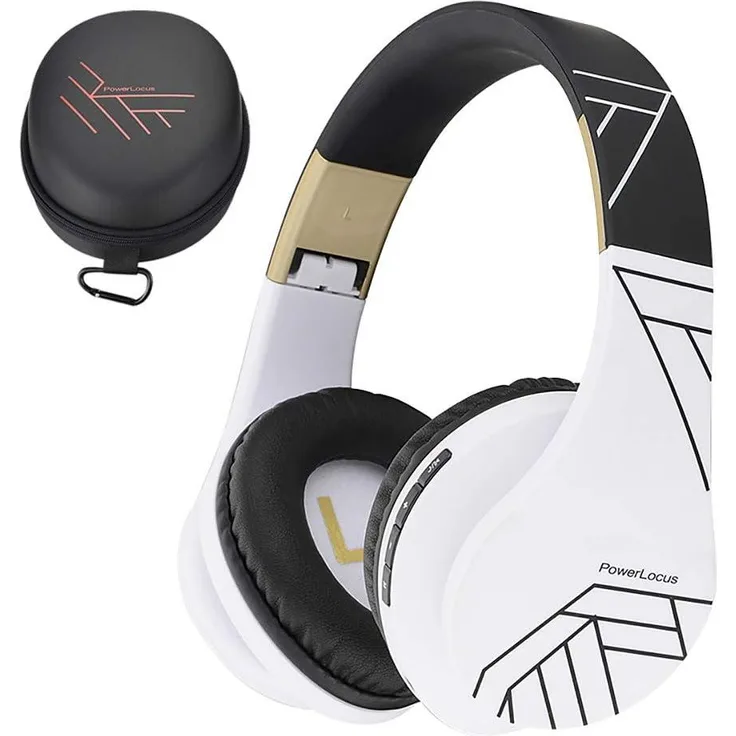 PowerLocus Over-Ear Bluetooth Kopfhörer, kabellos mit Stereo Sound, faltbar, Mikrofon und 15h Akku für Musik & Anrufe
