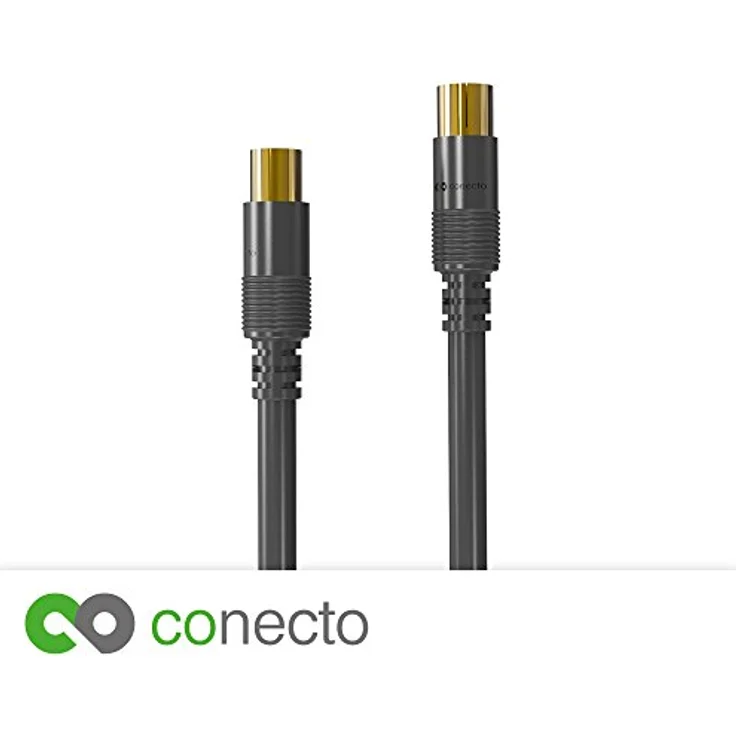 conecto HQ TV Antennenkabel Anschlusskabel für DVB-C, DVB-T/T2 4K UHD 1080p FULL HD HDTV 3D (Koaxialkabel, TV-Stecker TV-Buchse, doppelte Schirmung, vergoldete Stecker) schwarz 1,0m – Bild 3