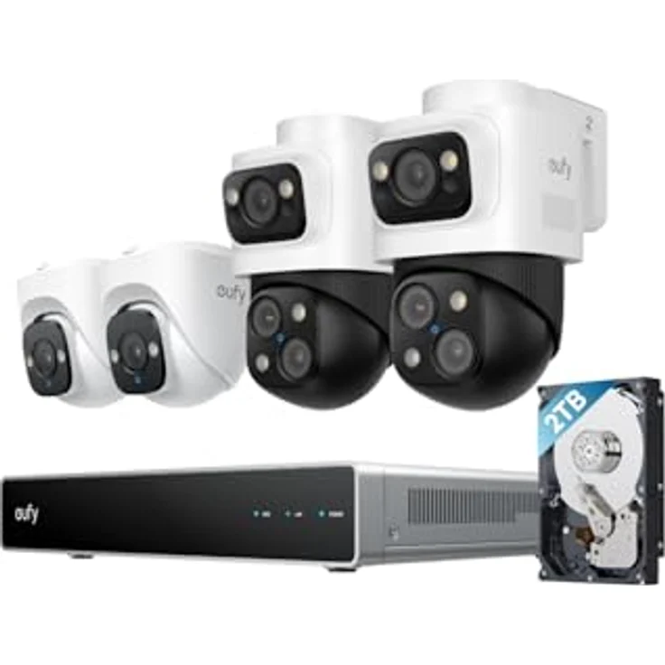 eufy NVR Security System S4, 4K Überwachungskamera-Set mit 2× Turret + 2× Bullet-PTZ, 2TB Speicher, wetterfest, PoE, KI-Tracking – Bild 2