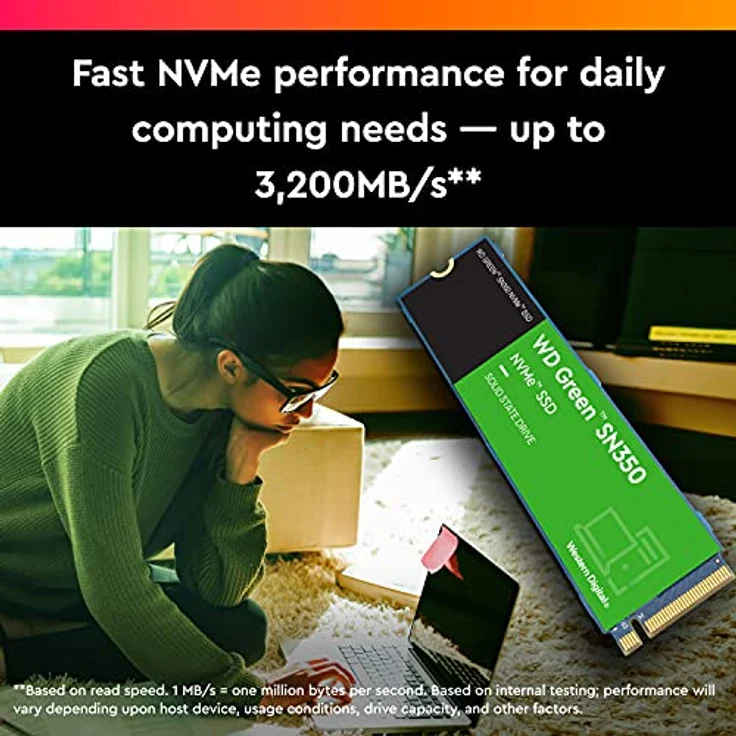 WD Green SN350 500 GB M.2 NVMe SSD, mit Lesegeschwindigkeit von 2.400 MB/Sek. und Schreibgeschwindigkeit von bis zu 1.500 MB/Sek – Bild 4