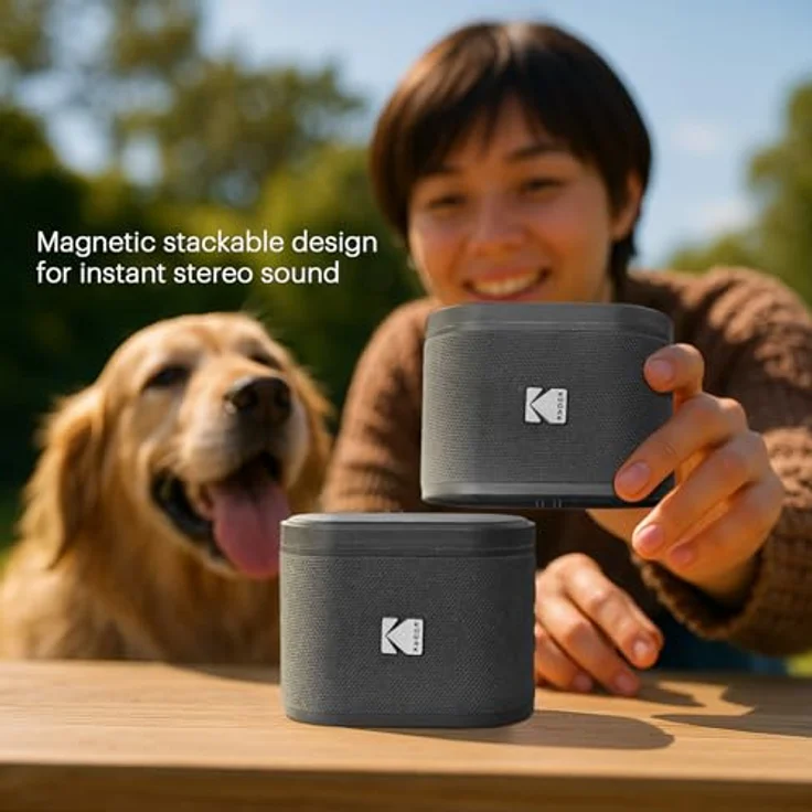Kodak SoundBrix Wireless Stack Speaker, Bluetooth Lautsprecher im 2er Set, Treble Gray – Bild 6