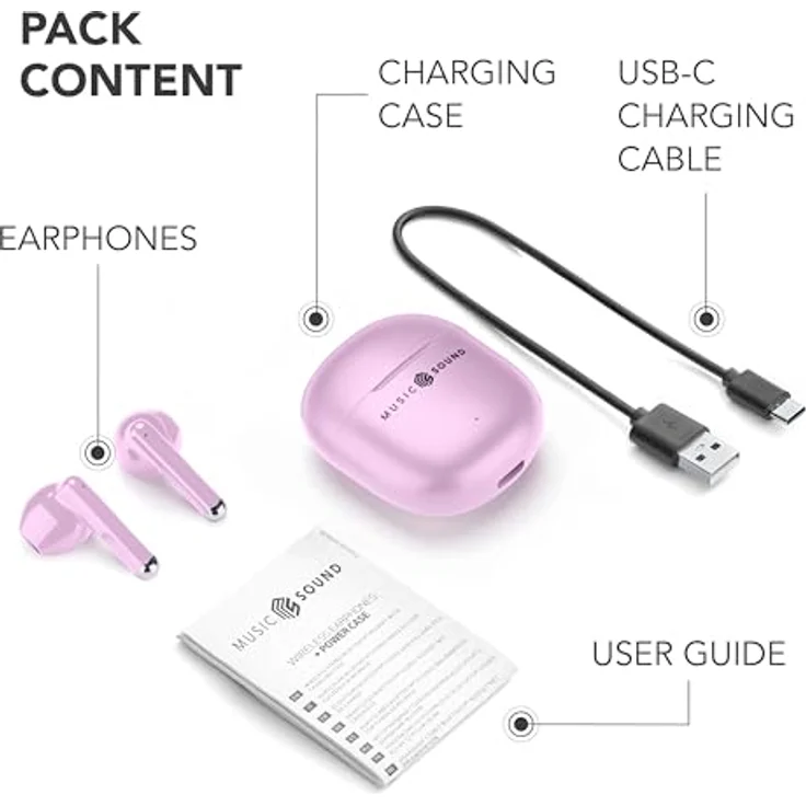 Music Sound Breeze, Kapselartiges Bluetooth-Headset mit True Wireless Stereo (TWS), 64 g, Pink – Bild 5