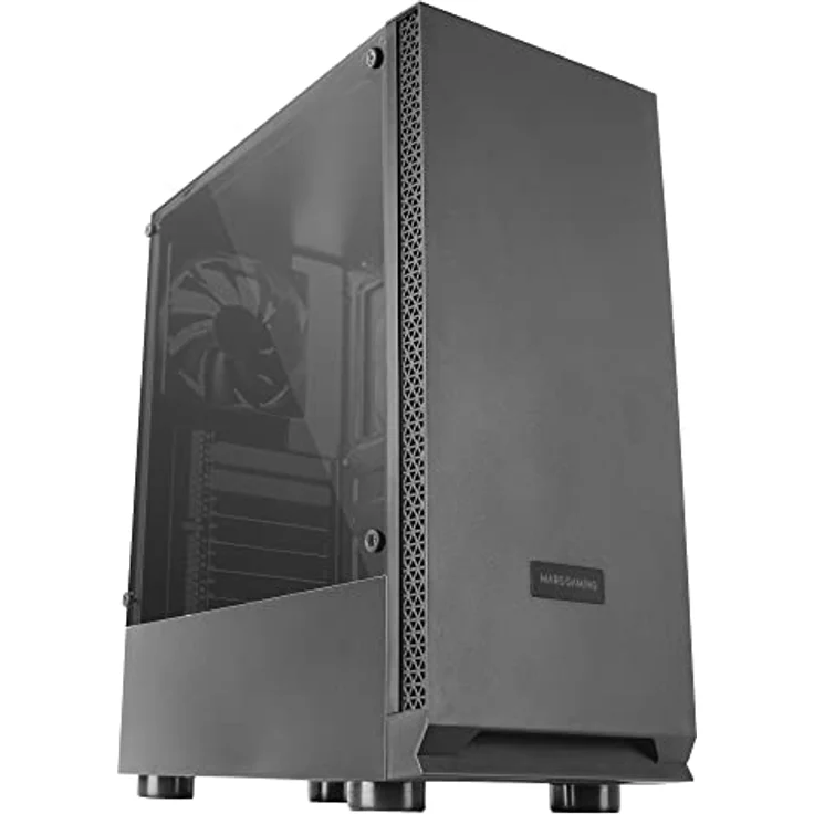 Mars Gaming MCN2, ATX Gaming PC Gehäuse, Volles Seitenfenster, Frontgitter, Doppelkammer Design, 12cm Lüfter Hinten, Schwarz – Bild 1