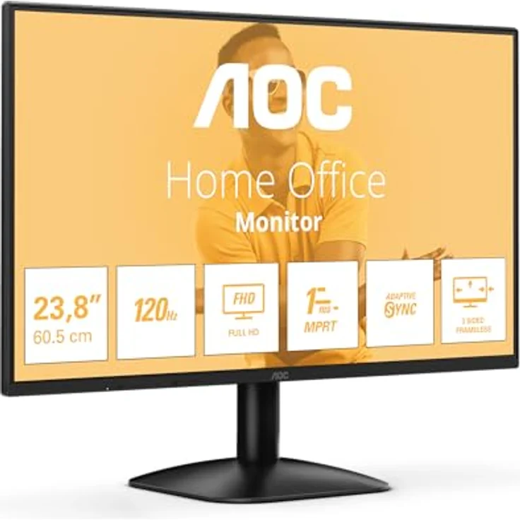 AOC 24B31H, 24 Zoll Full HD Monitor mit 120 Hz, Adaptive Bildsynchronisation, 1 ms Reaktionszeit, schwarz – Bild 1