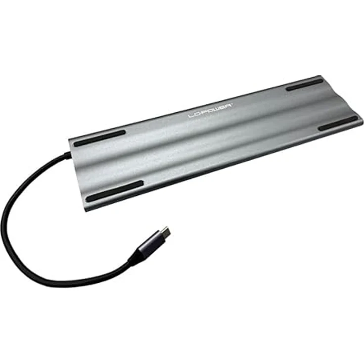 LC-POWER LC-HUB-C-MULTI-8 USB-Hub, 8-in-1 mit 3x USB-A, 2x USB-C, HDMI 4K, VGA 1080p, Kartenleser, Gigabit LAN, Aluminiumlegierung, Plug'n'Play – Bild 3