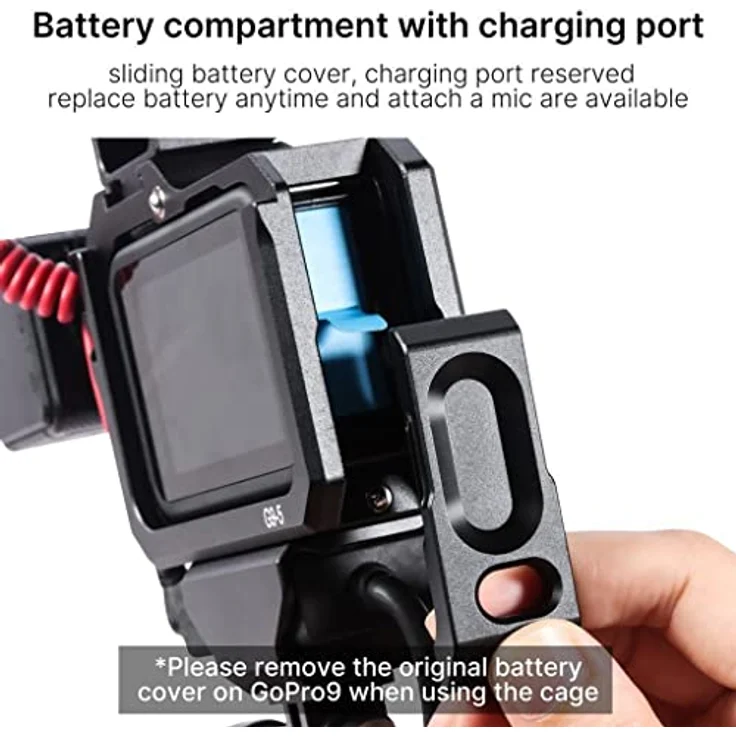 Ulanzi G9-5 Vlog Cage - Kompatibel mit GoPro Hero 9 Schwarz - Video Käfig Case Gehäuse Metall mit Filteradapter und Cold Shoe Mount – Bild 4