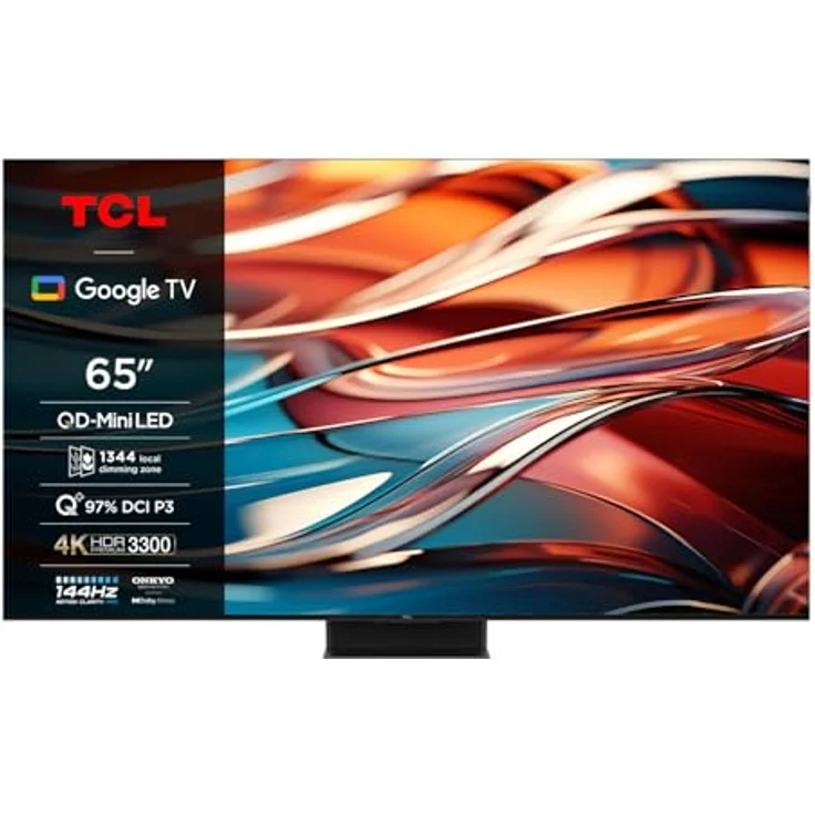 TCL 65Q10B 65 Zoll QLED PRO MiniLED Fernseher, 4K UHD, 4K HDR Premium 3300nits, Smart Google TV mit 144Hz Motion Clarity Pro und Onkyo 2.1.2 Dolby Atmos Sound – Bild 1