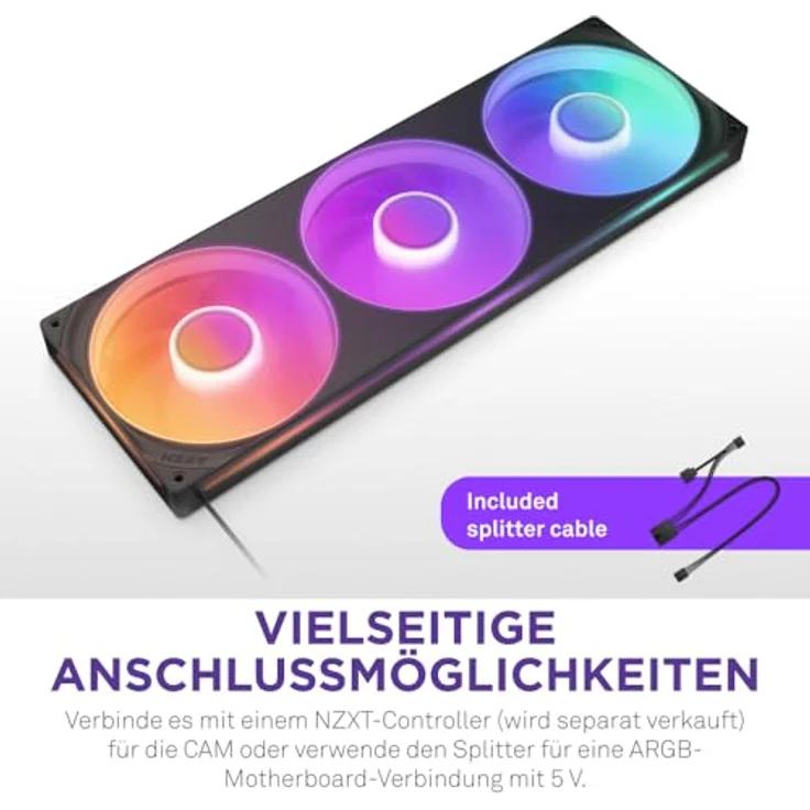 NZXT F420 RGB Core, 140 mm PC Lüfter mit Uni-Body-Konstruktion und RGB-Beleuchtung, Schwarz – Bild 6
