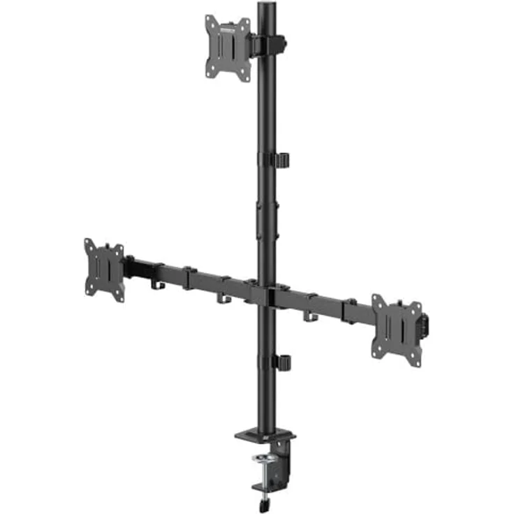 SpeaKa Professional Monitorhalterung SP-MM-231, Höhenverstellbar und Neigbar für 3 Displays (43,2cm/17" - 81,3cm/32"), Schwarz – Bild 2