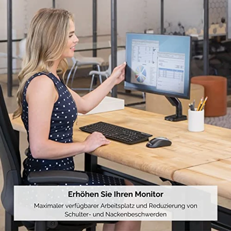 Fellowes 8043301 Platinum Series Gasfeder Einzel Monitorarm, drehbar, schwenkbar, neigbar – Bild 6
